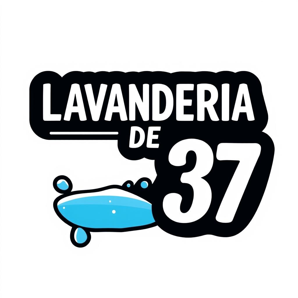 A sleek and modern logo design for a laundry business featuring the text 'LAVANDERÍA DE 37'