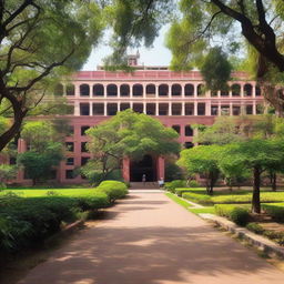 Indian Institute of Technology Madras campus showcasing its prominent buildings, abundant greenery, and bustling student life.