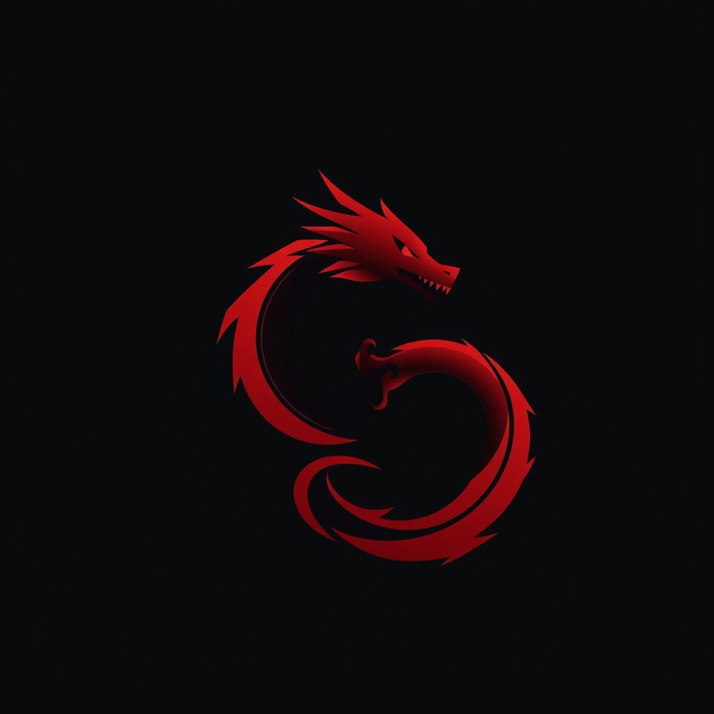 A sleek and modern dragon logo design featuring a stylized silhouette of a dragon curled around itself, with flowing lines that convey movement and elegance