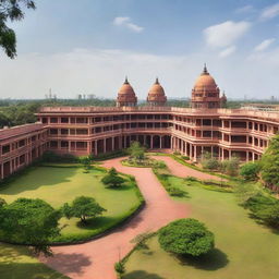 Indian Institute of Technology Madras campus showcasing its prominent buildings, abundant greenery, and bustling student life.