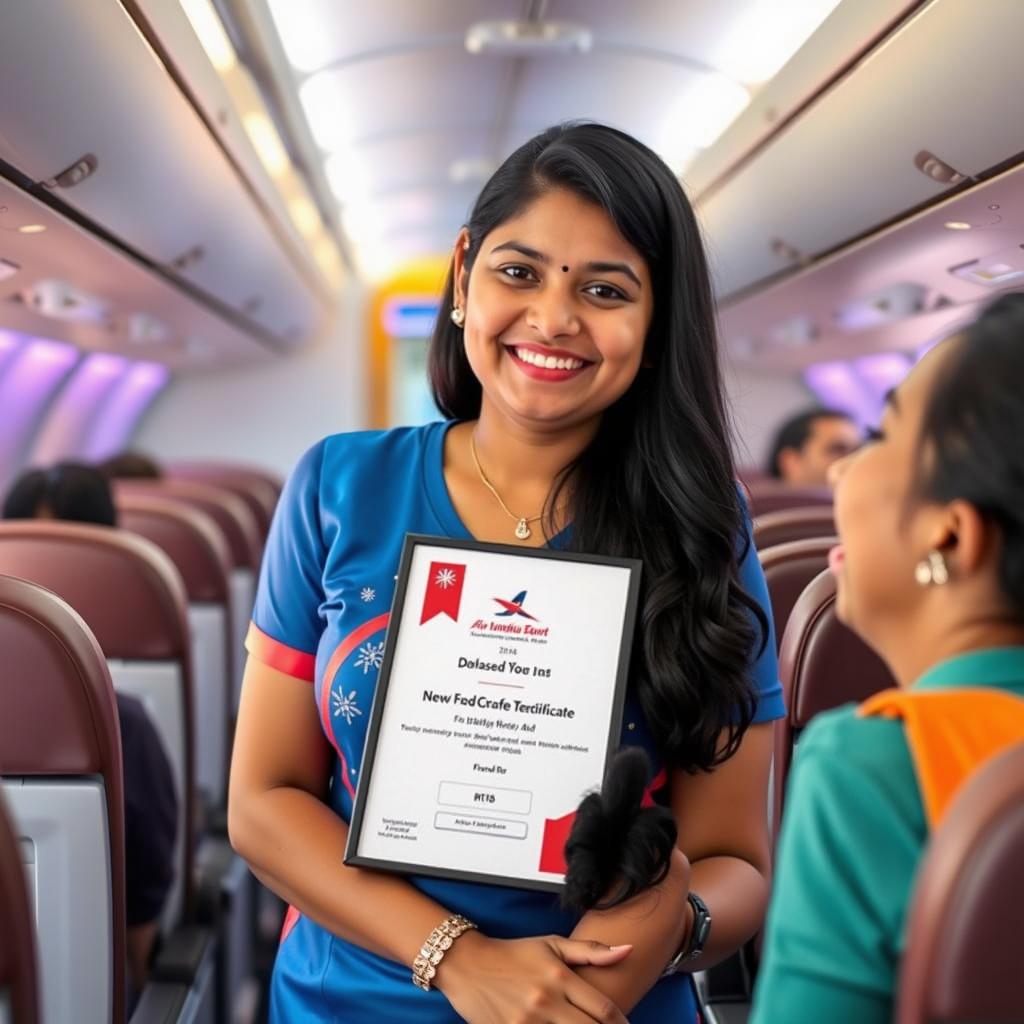 A professionally designed flight certificate celebrating a passenger's first flight