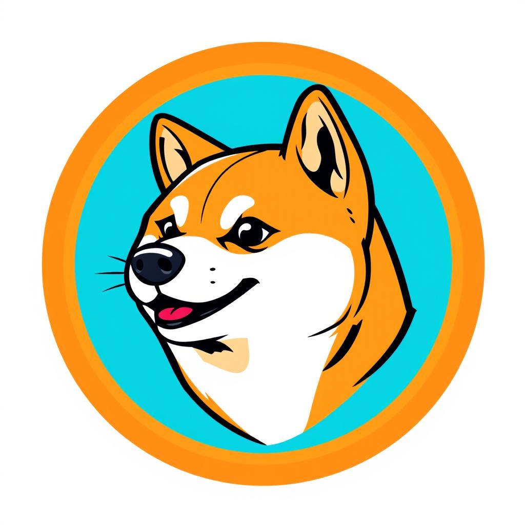 A logo design featuring the head of a Doge dog facing sideways, capturing a humorous and playful expression