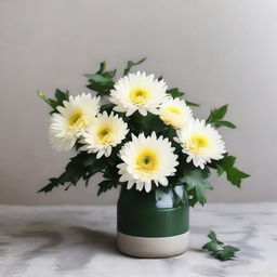 A minimalist decoration with Chrysanthemum flowers