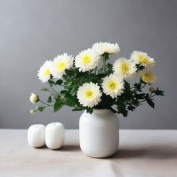 A minimalist decoration with Chrysanthemum flowers