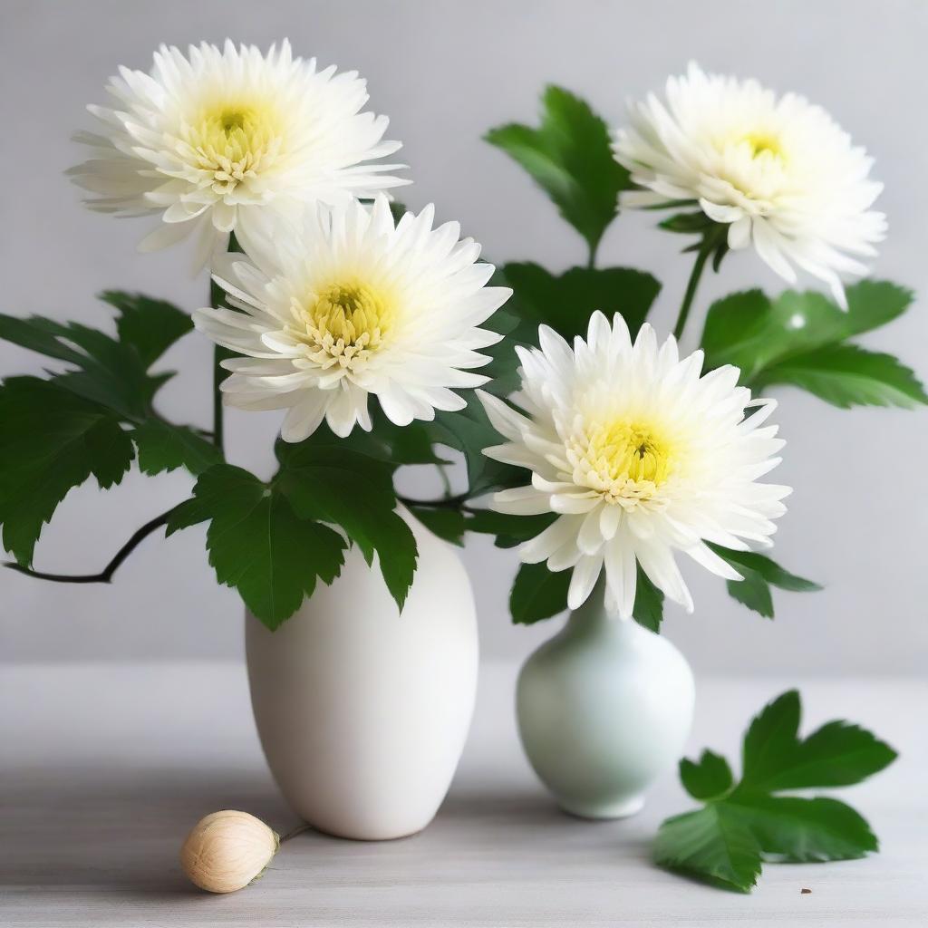 A minimalist decoration with Chrysanthemum flowers