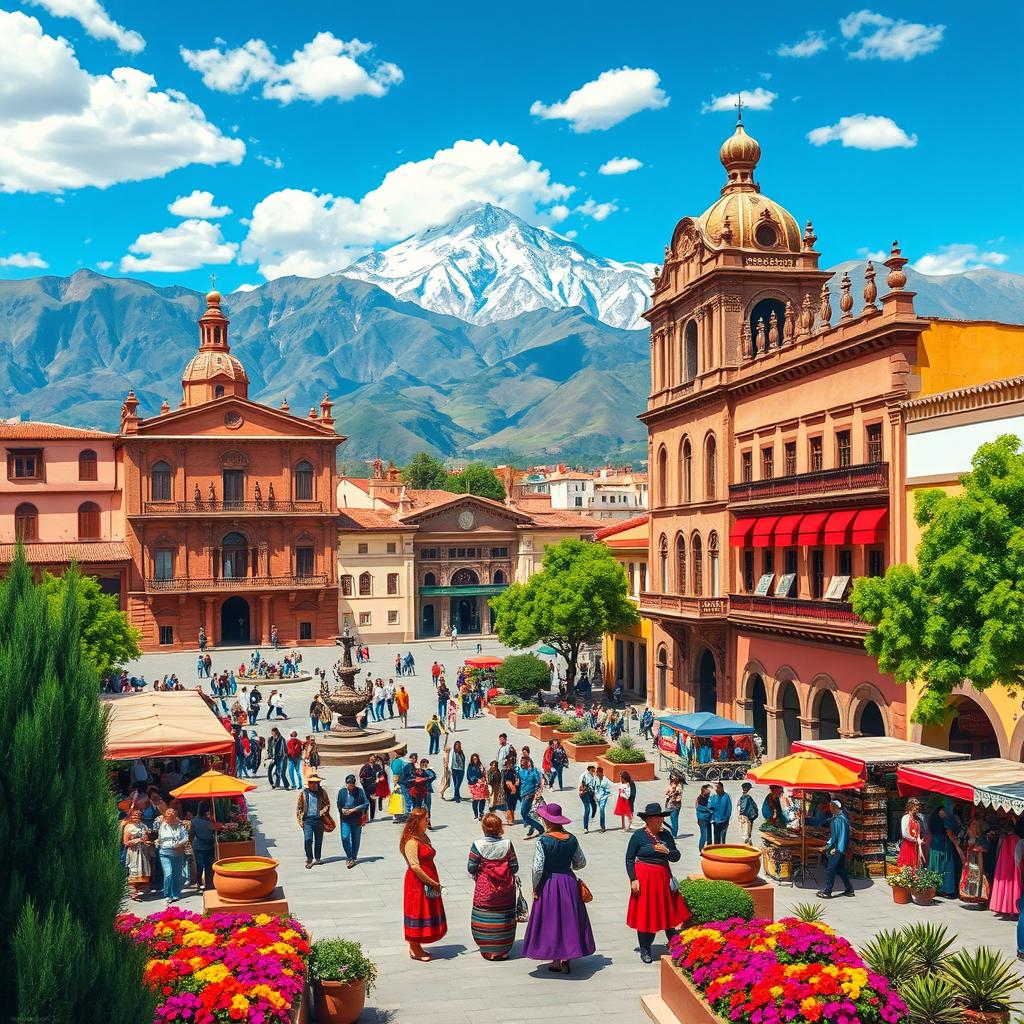 A vibrant and colorful depiction of Cusco, Peru, showcasing the city's unique blend of Incan and colonial architecture