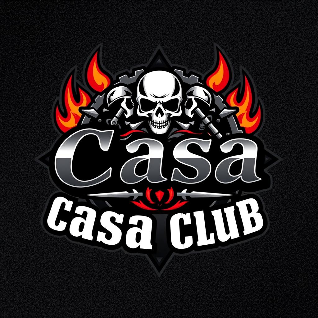 A striking and bold motorcycle club logo that prominently features the words 'Casa Club'
