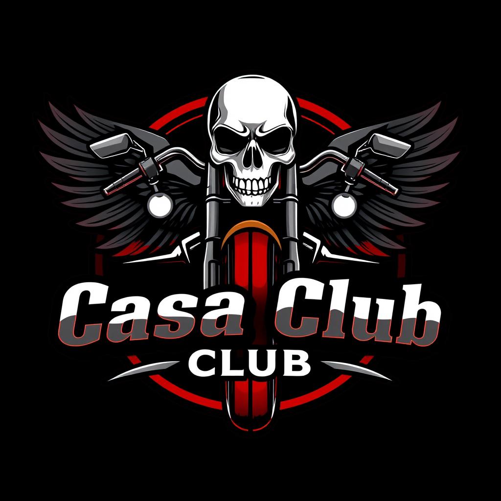 A bold motorcycle logo featuring the phrase 'Casa Club' prominently
