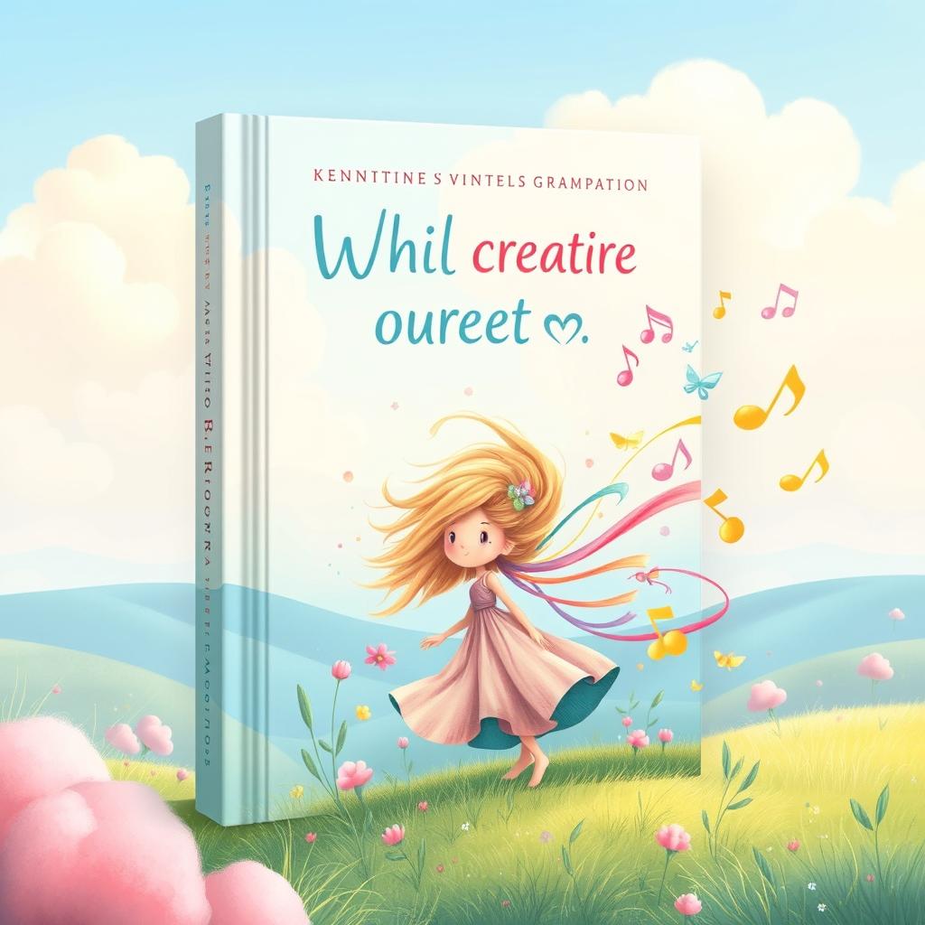 A whimsical book cover design using soft pastel colors—gentle blues, pinks, yellows, and greens