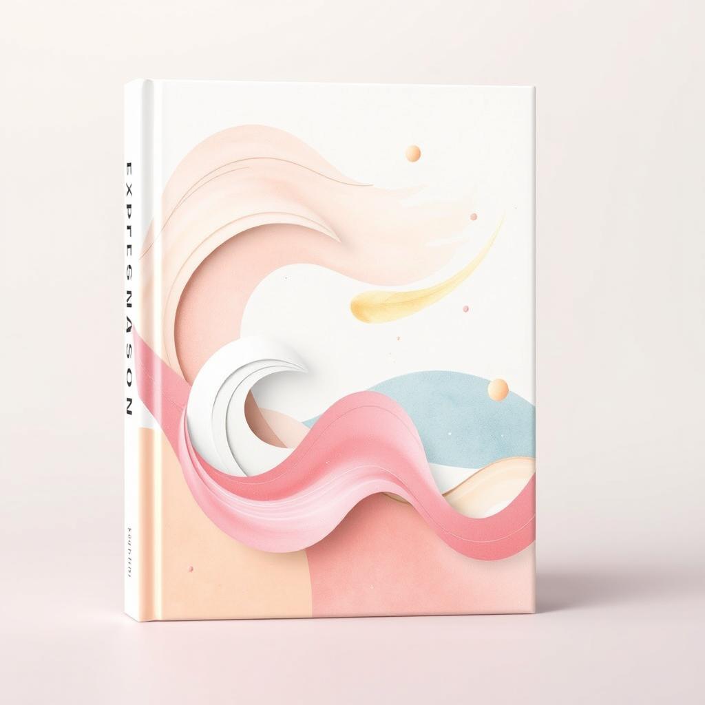 A whimsical and abstract book cover that visually represents the concept of expression through flowing shapes and colors
