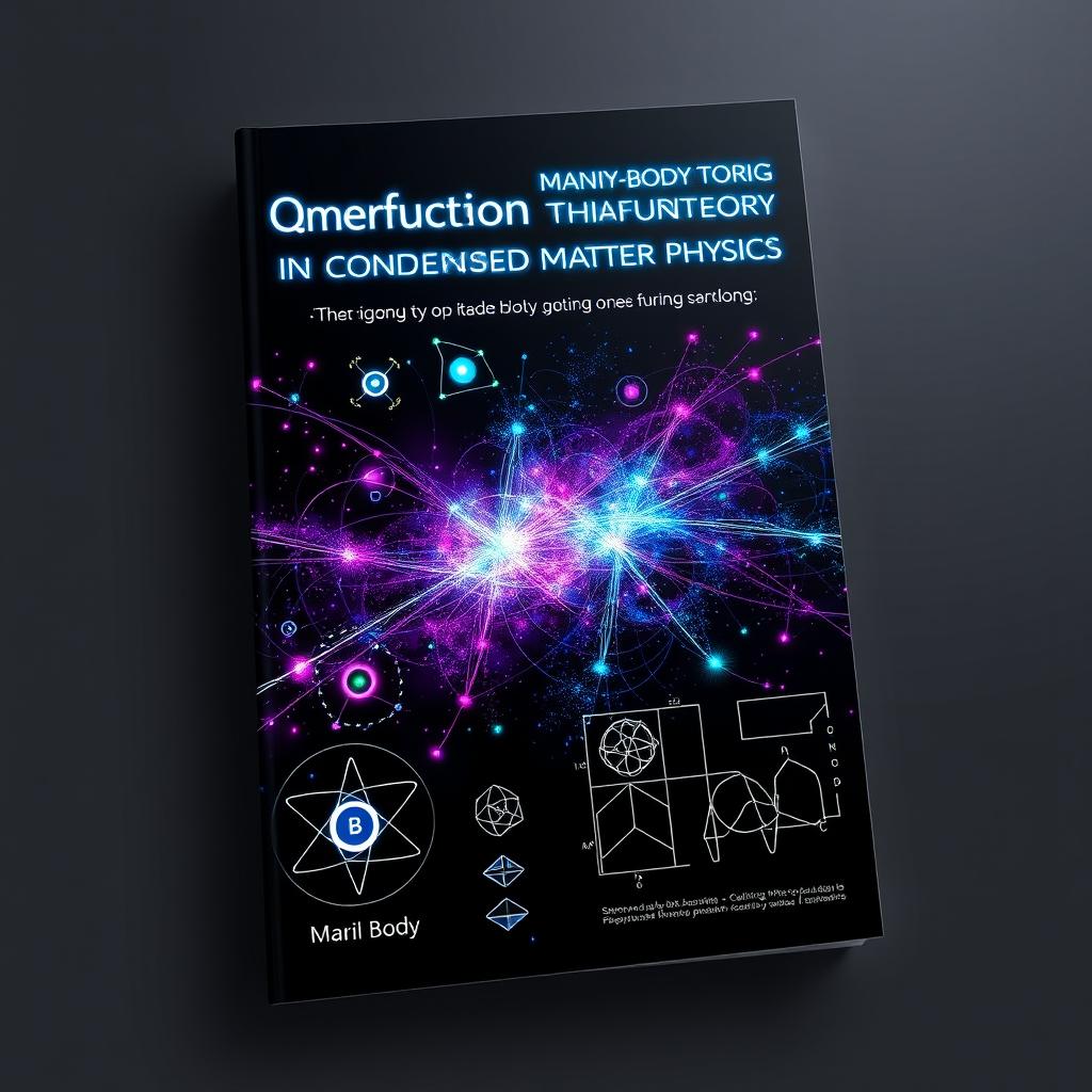 A visually stunning and abstract textbook cover for 'Many Body Quantum Theory in Condensed Matter Physics'