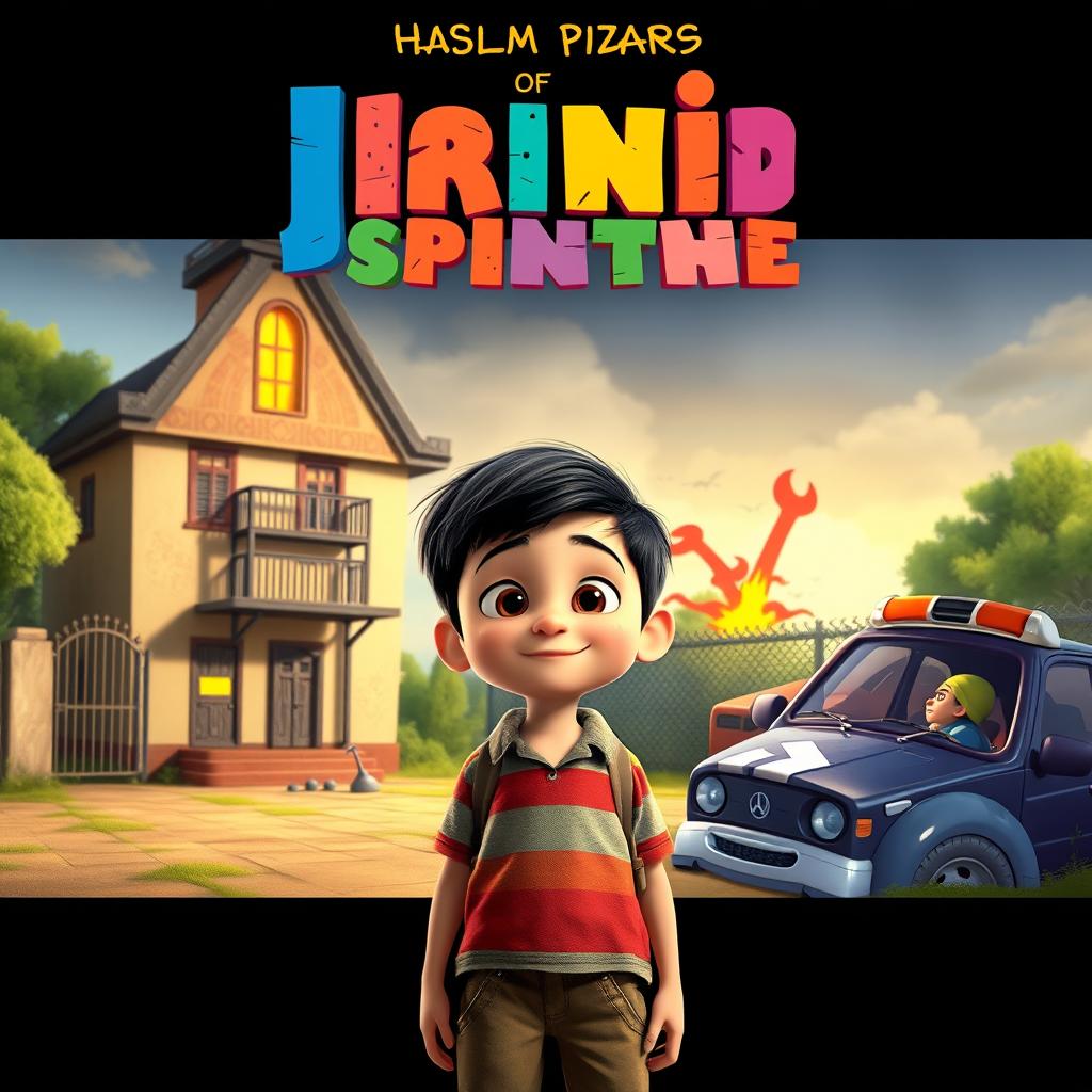 A vibrant Pixar-style movie poster depicting a heartwarming yet adventurous story