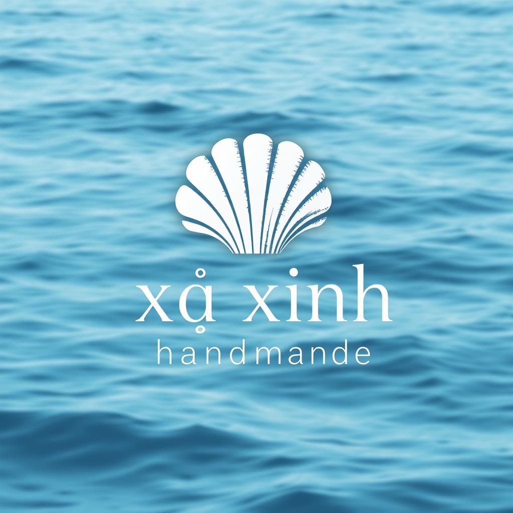 A creative logo design featuring a beautifully detailed sea shell, set against a tranquil sea background
