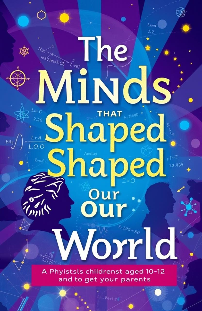 A book cover for 'The Minds that Shaped Our World', sized 6x9 inches, designed to attract children aged 10-12 and their parents