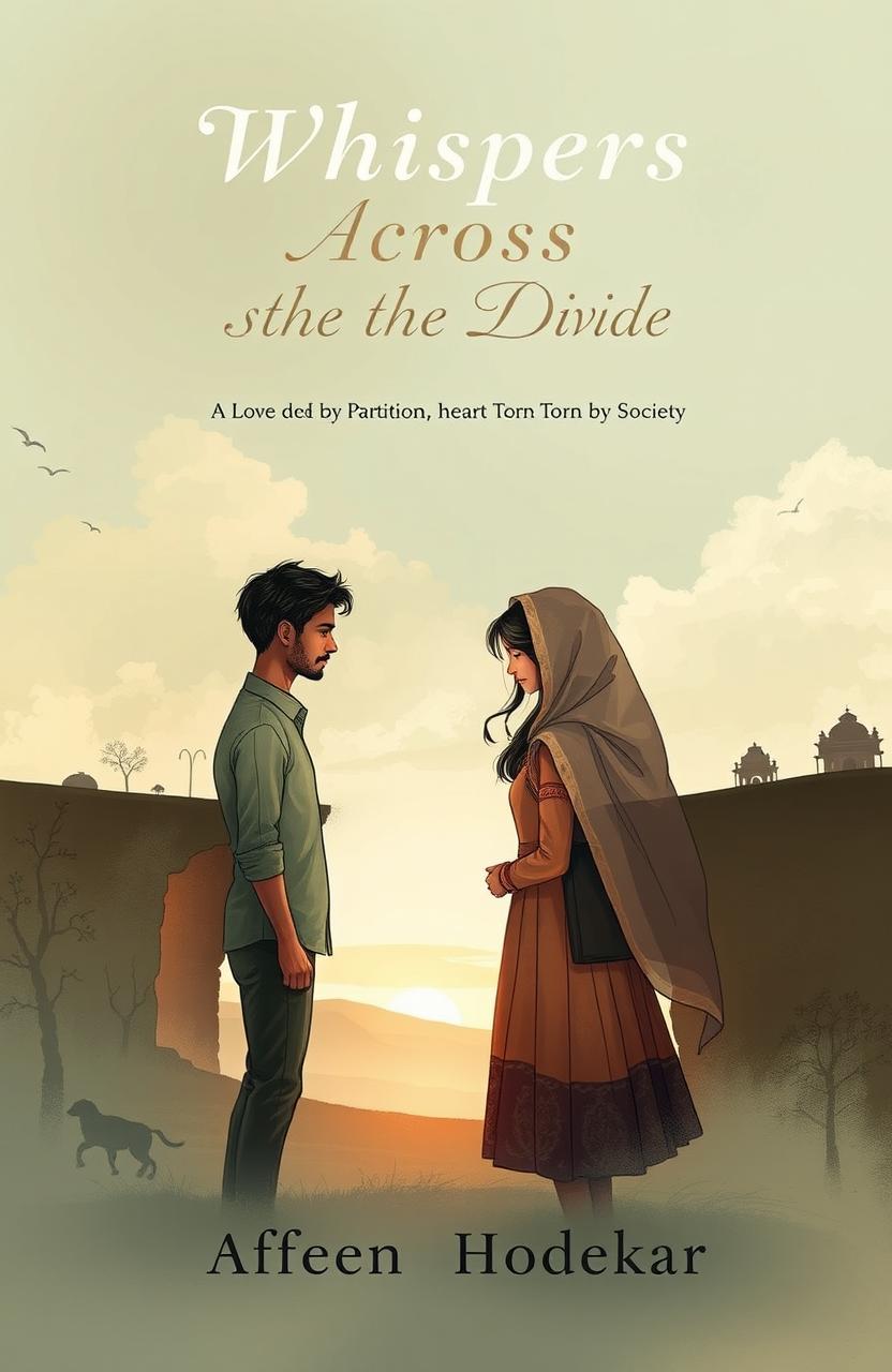 A poignant book cover illustration for 'Whispers Across the Divide', evoking nostalgia and heartbreak