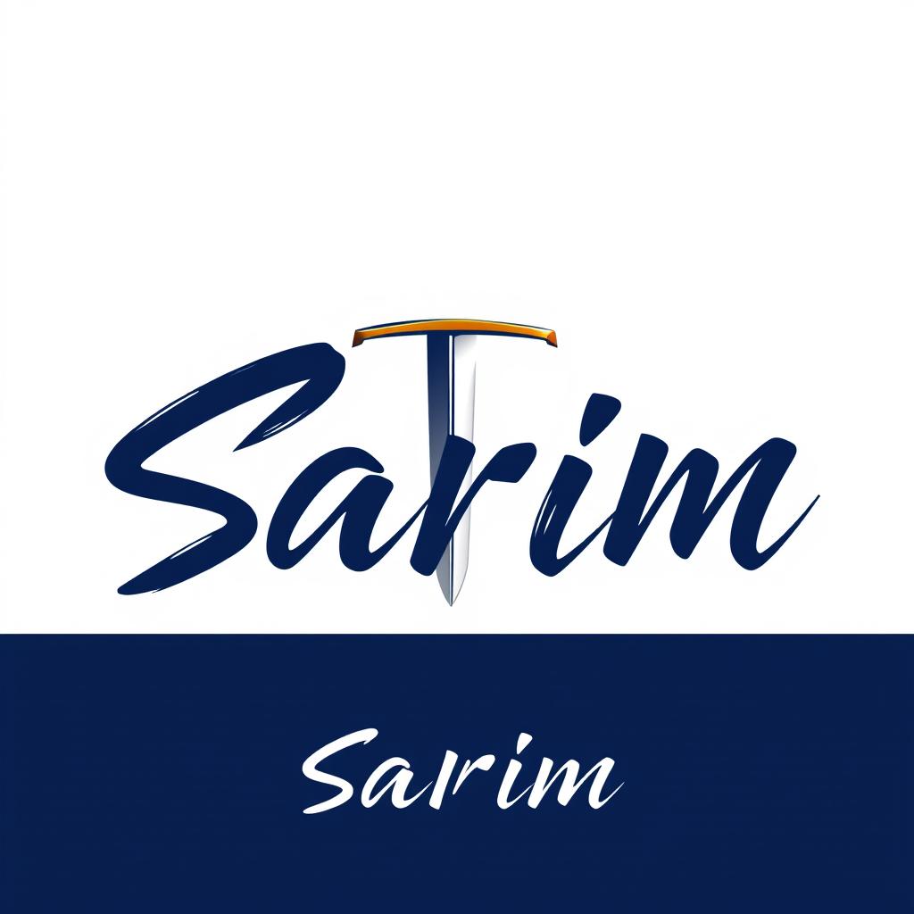 A flat vector, illustrative-style wordmark logo design for a clothing brand named 'Sarim'