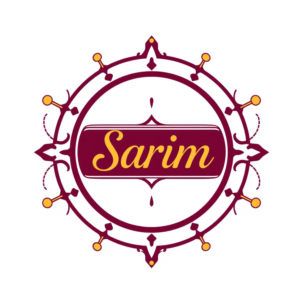 A flat vector, illustrative-style emblem logo design for a clothing retail page named 'Sarim'