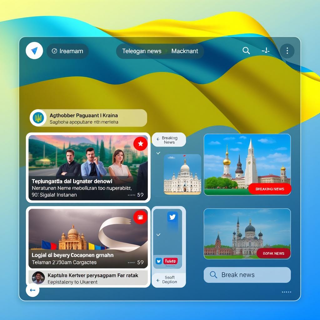 An illustrated representation of a Ukrainian news Telegram channel interface