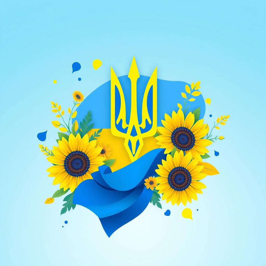 A vibrant and modern avatar for a Ukrainian Telegram channel, featuring the colors of the Ukrainian flag: blue and yellow