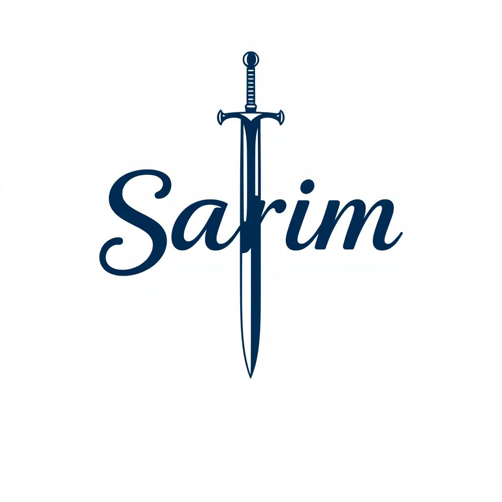 A flat vector, illustrative-style wordmark logo design for a clothing brand named 'Sarim'