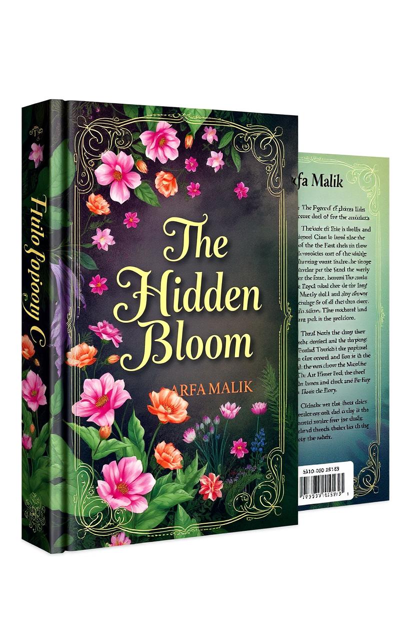An artistically designed book cover for 'The Hidden Bloom' by Arfa Malik