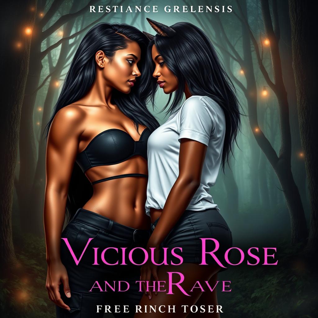A captivating book cover for a romance fantasy titled 'Vicious Rose and the Raven'