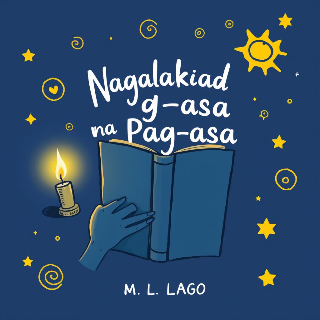 A whimsical doodle-style book cover for the title "Naglalakad na Pag-asa" by author M