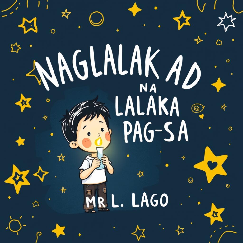 A whimsical doodle-style book cover for the title "NAGLALAKAD NA PAG-ASA" by author M