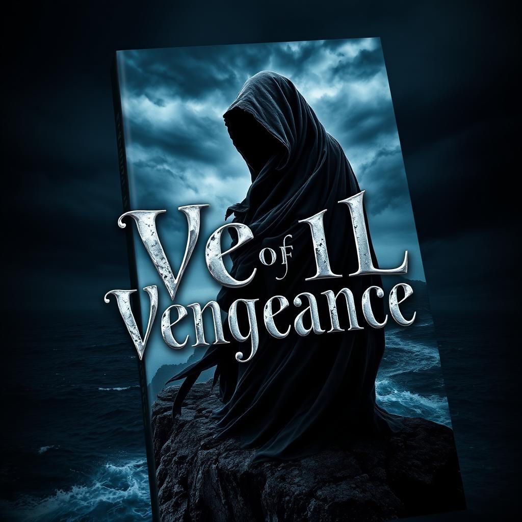 An intriguing book cover design for 'Veil of Vengeance' that captures a sense of mystery and intensity