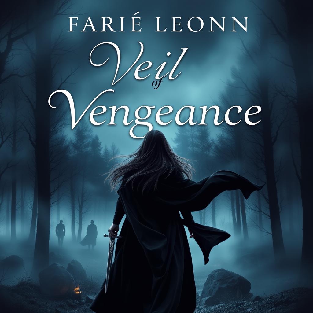A dramatic book cover design featuring the title 'Veil of Vengeance' prominently displayed in an elegant and bold font