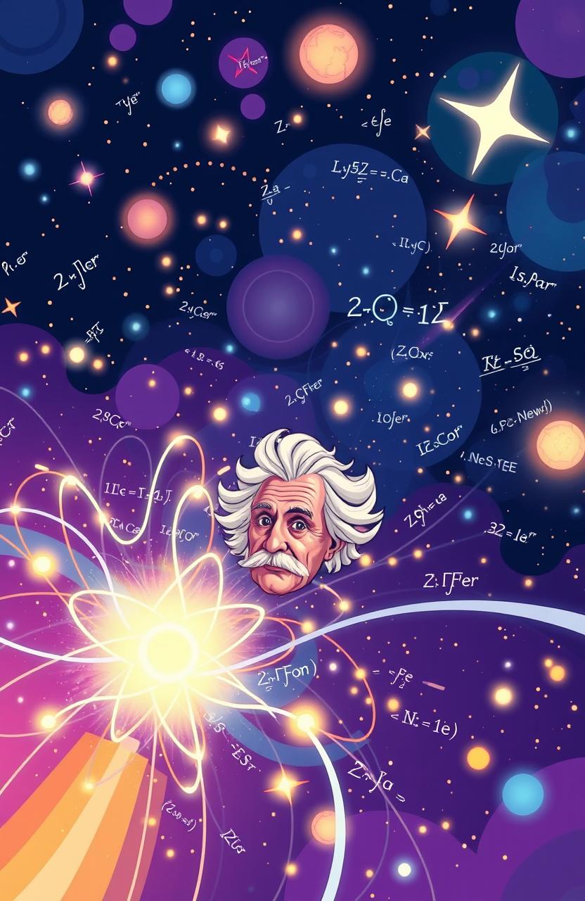 A visually captivating, modern, and cartoony 6x9 book cover featuring an abstract cosmic theme