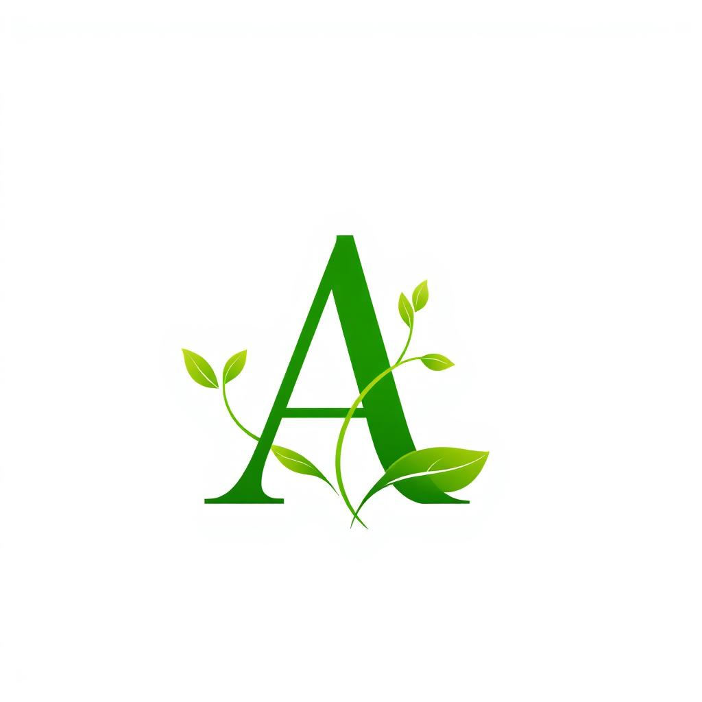 A beautifully designed logo featuring a stylized letter 'A' intertwined with an elegant leaf motif, symbolizing nature and freshness