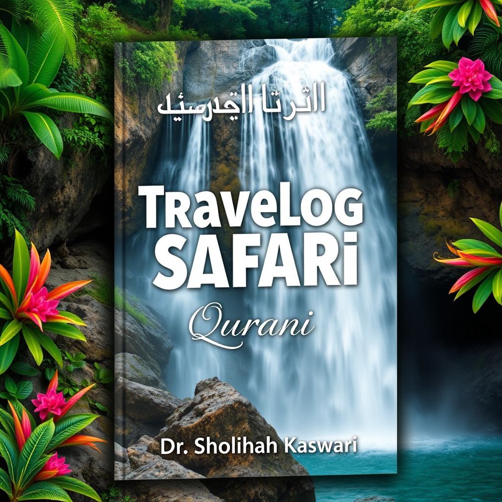 Design a captivating book cover for 'Travelog Safari Qurani' by Dr