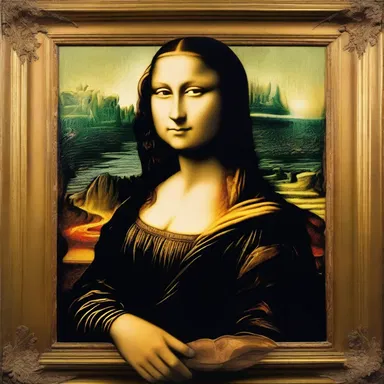 The painting contains various allusions to famous works, such as a hidden Mona Lisa smile, showcasing the artist's love for art.