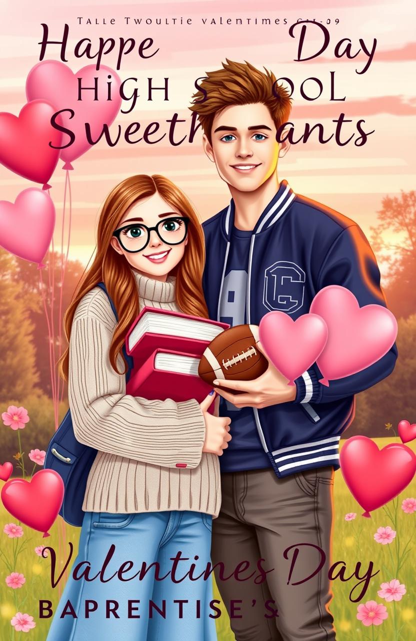 A romantic book cover featuring two high school sweethearts