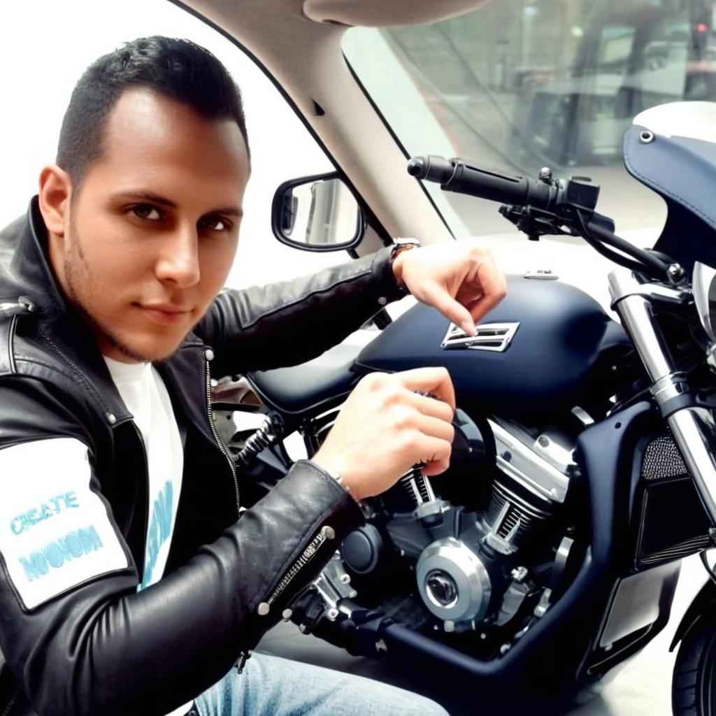 Create a biker in a custom motorcycle