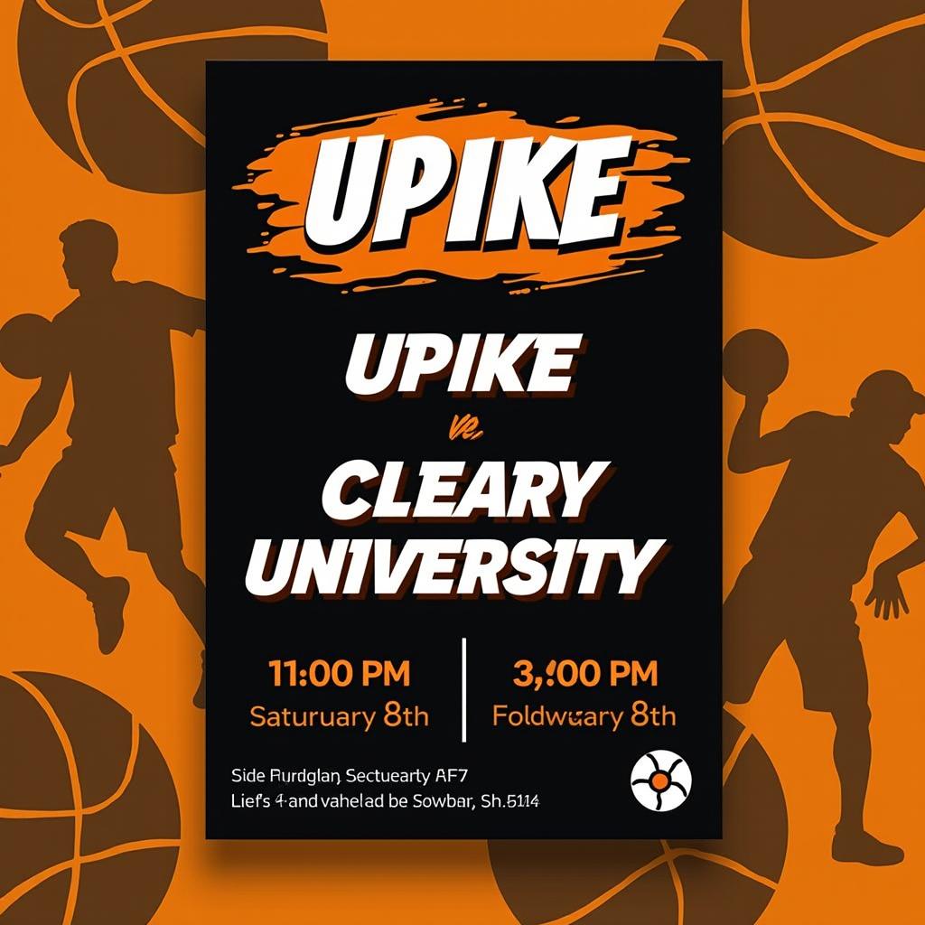 An exciting flyer for the UPike vs Cleary University sports event