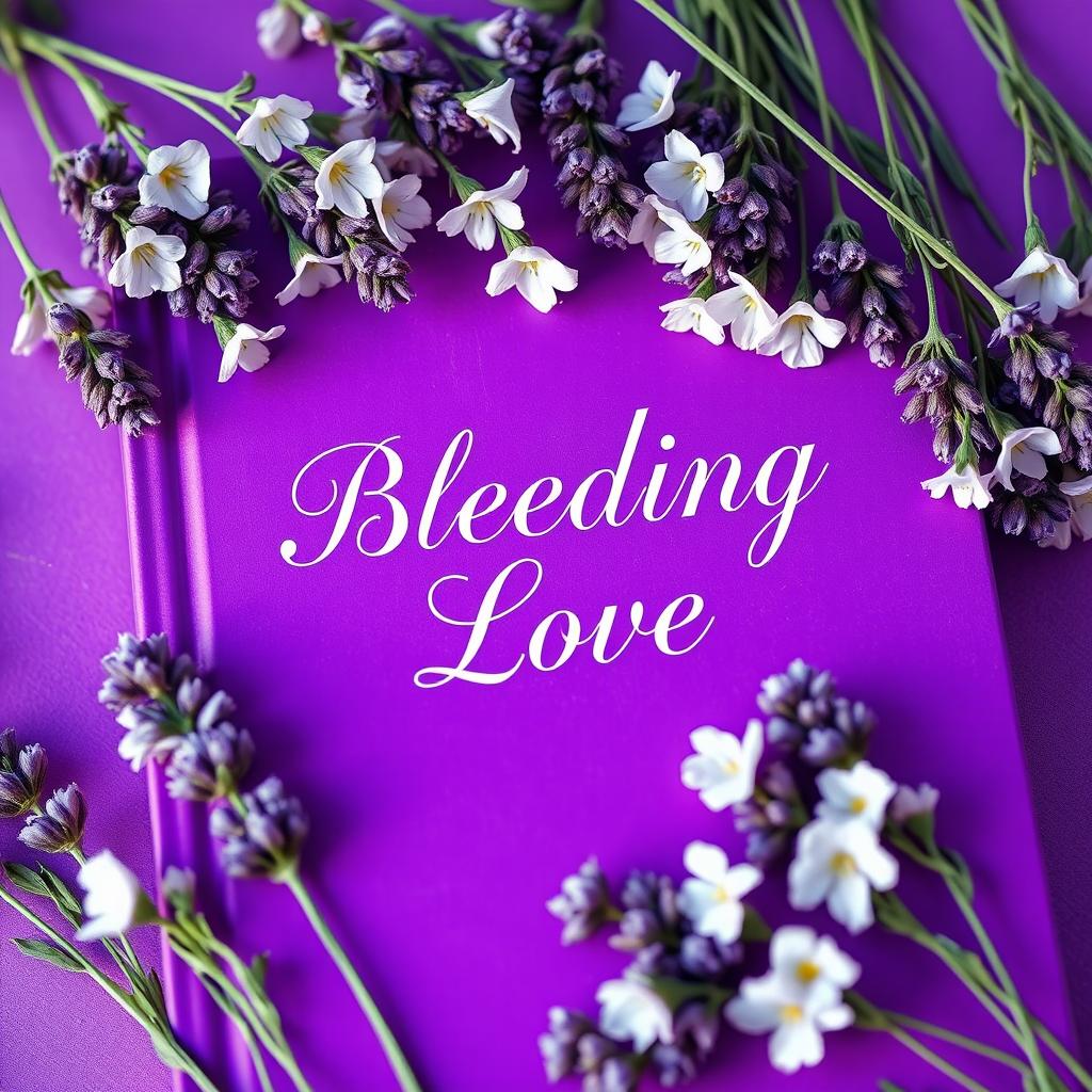 A captivating purple book cover adorned with delicate lavender flowers, artistically arranged to create a serene and aesthetically pleasing backdrop