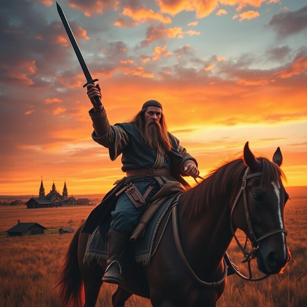 A dramatic scene inspired by the novel "Taras Bulba" by Nikolai Gogol