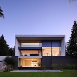 A modern house showcasing state-of-the-art architecture, displaying clean lines, large windows, and minimalist design