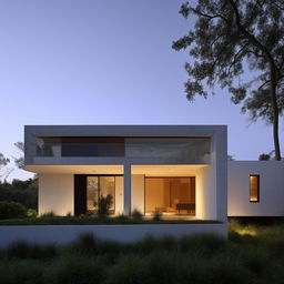 A modern house showcasing state-of-the-art architecture, displaying clean lines, large windows, and minimalist design