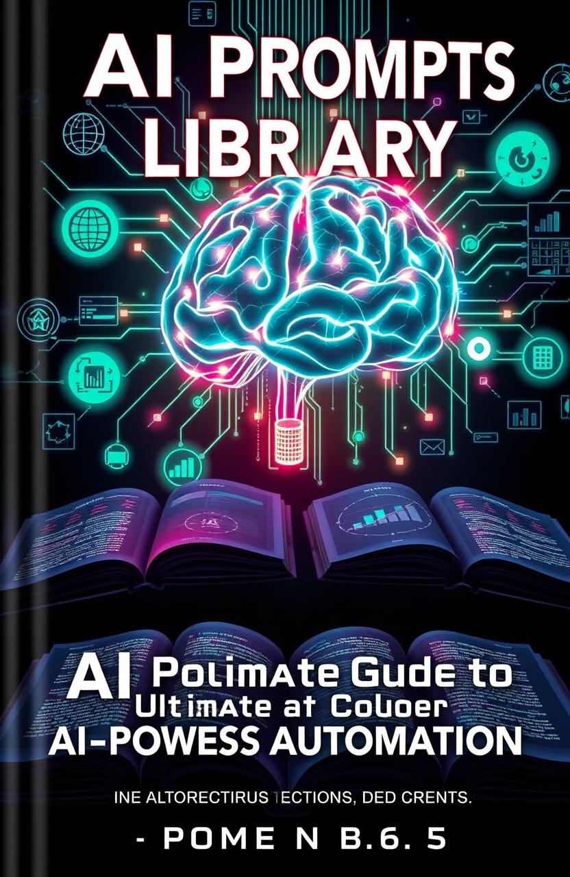 A visually captivating book cover featuring a glowing, circuit-based AI brain floating in a dark futuristic space