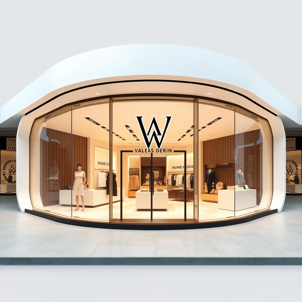A simplified and modern design concept for a women's boutique shop with a total circumference of 27