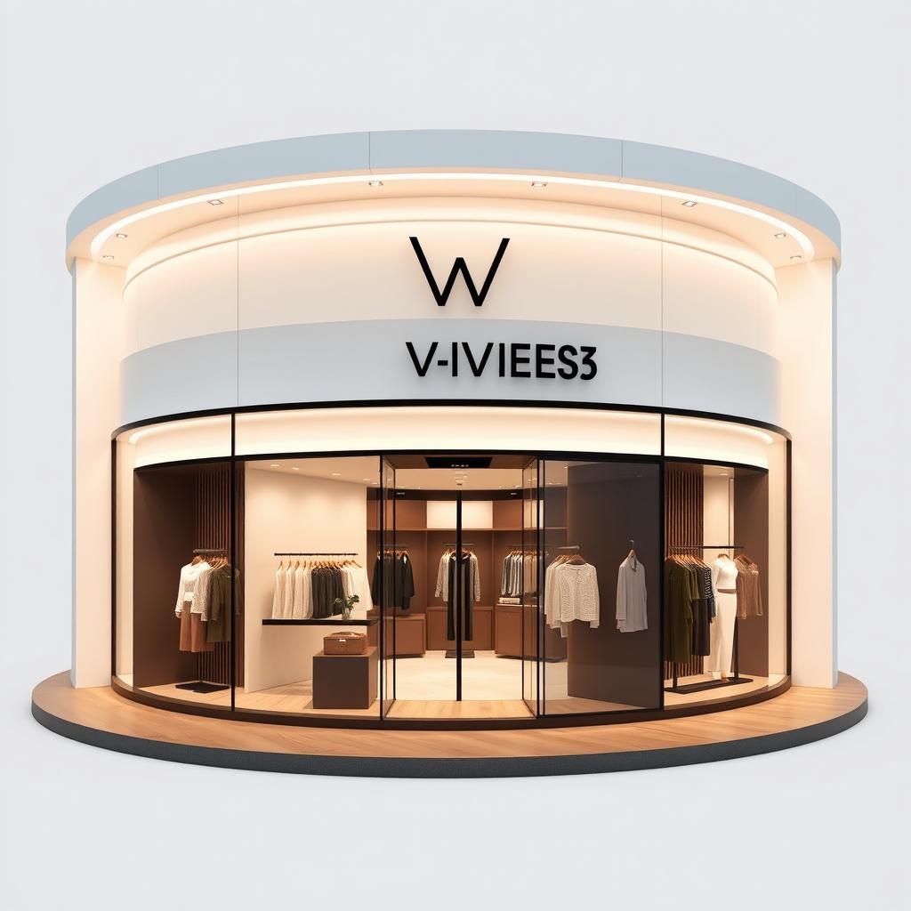 A modern and simplified design concept for a women's boutique shop, featuring a total circumference of 27
