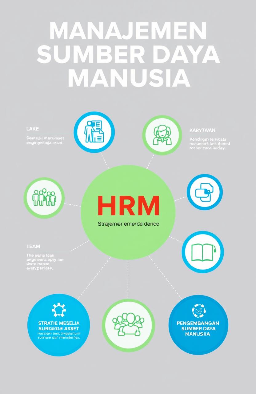 A visually appealing infographic highlighting the concept of Human Resource Management (HRM) with the title 'Manajemen Sumber Daya Manusia'