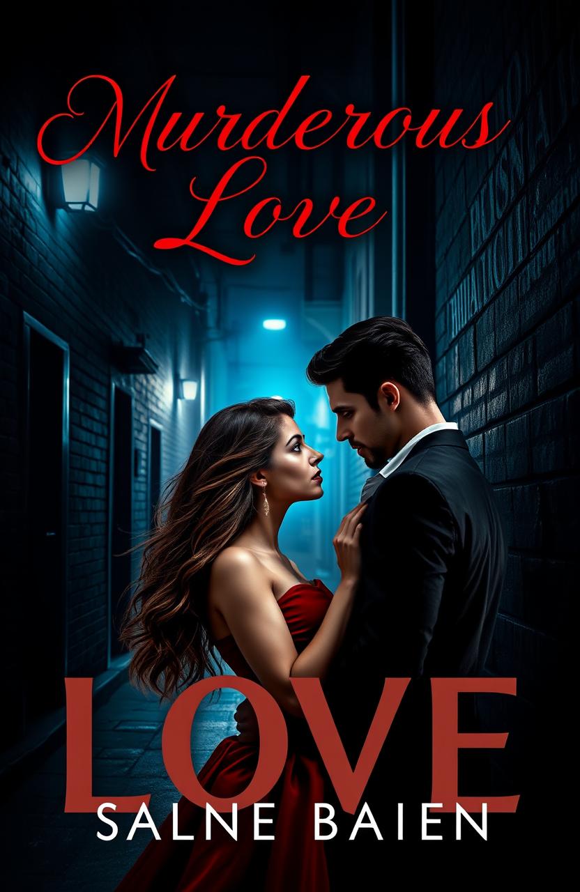 A captivating book cover design for a novel that intertwines themes of murder and romance