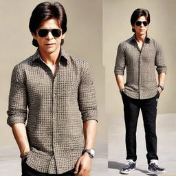 Shah Rukh Khan wearing a stylish Dunki brand shirt