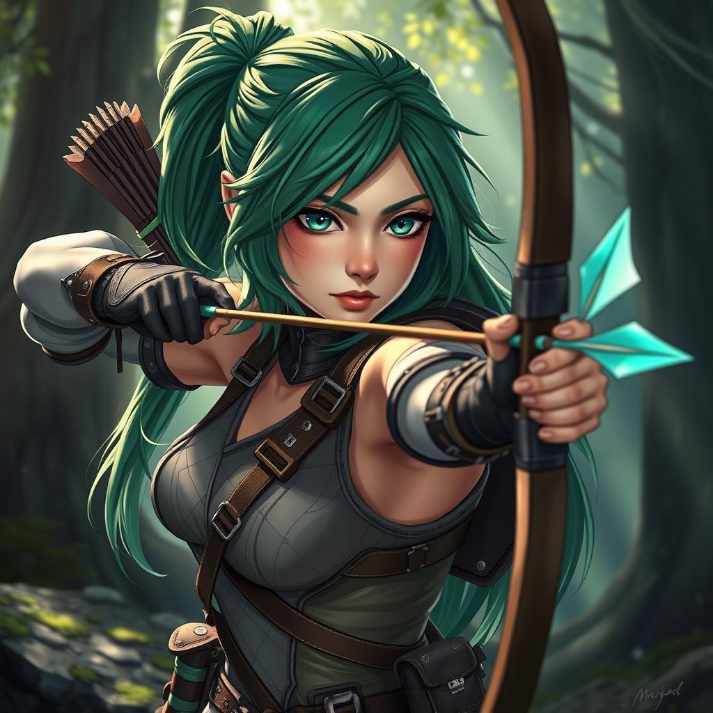 A captivating portrayal of Sinon, a skilled archer from a fantasy realm