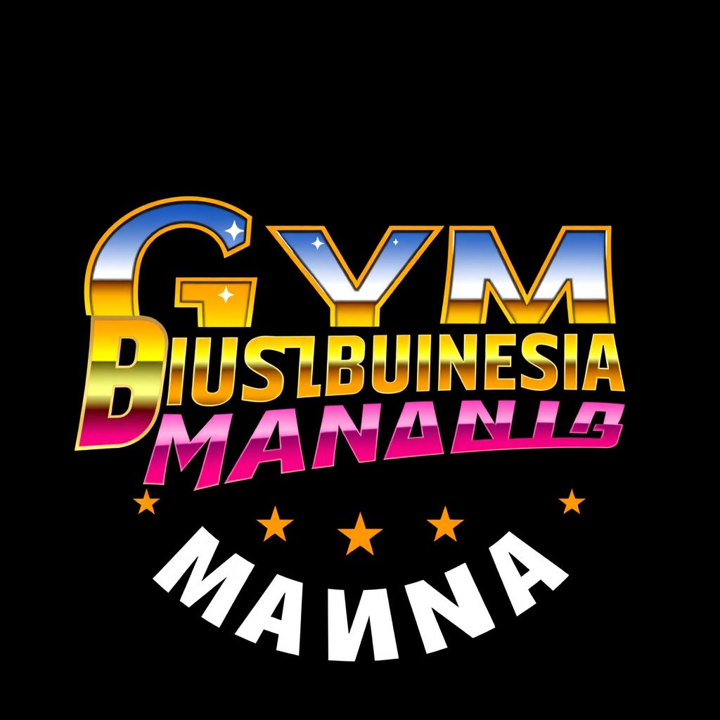 A retro-styled logo that prominently features the phrase 'GYMBUSINESSMANIA' in the iconic WWF WrestleMania font