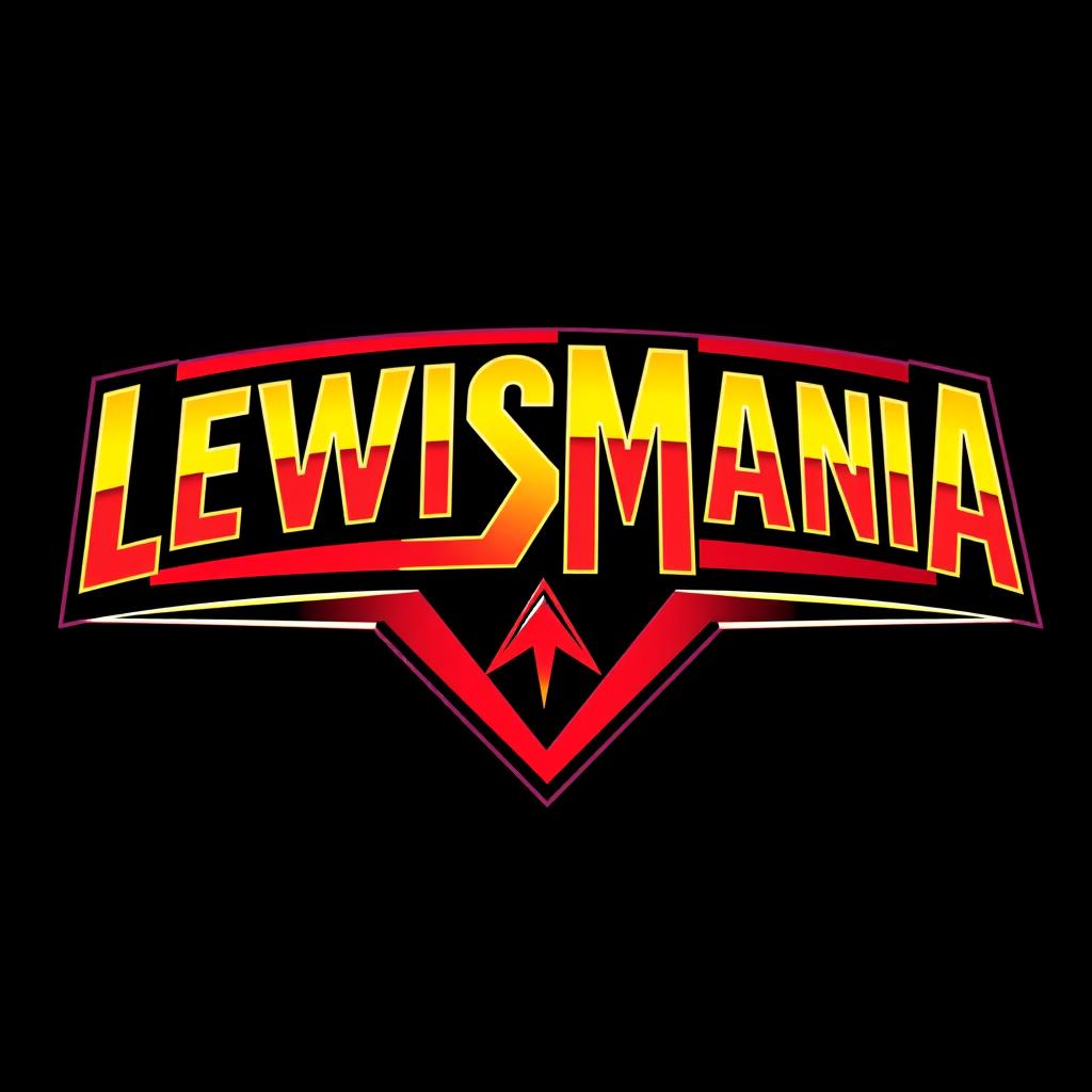 A retro logo featuring the word 'LEWISMANIA' designed in the classic WWF WrestleMania font